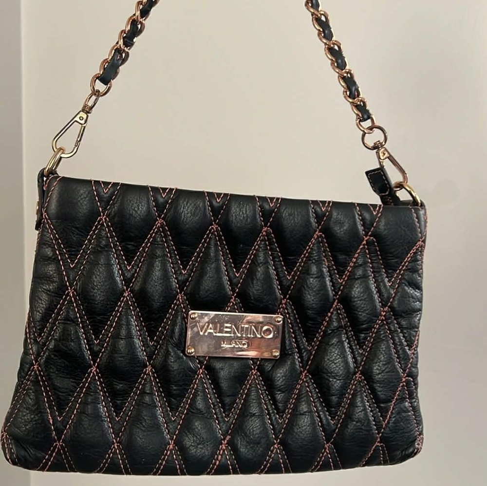 VALENTINO Black Diamond Quilted Shoulder Bag